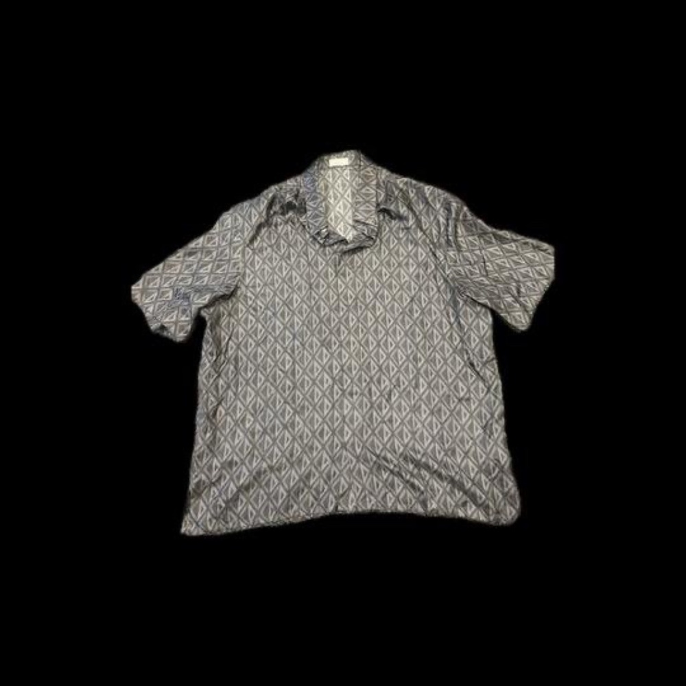 Dior CD Diamond Short-Sleeved Shirt Black and Gray Silk Twill